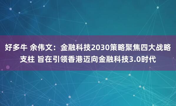 好多牛 余伟文：金融科技2030策略聚焦四大战略支柱 旨在引领香港迈向金融科技3.0时代